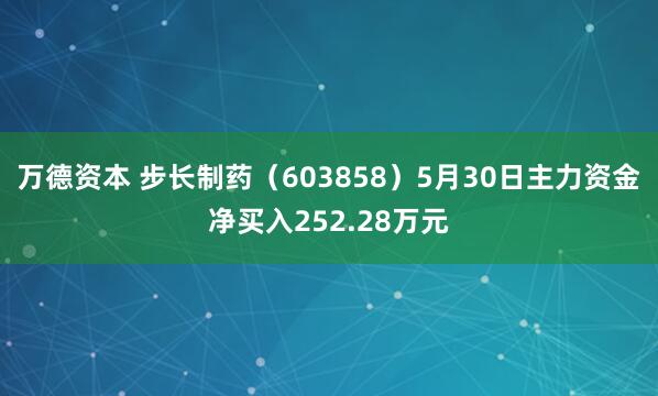 万德资本 步长制药（603858）5月30日主力资金净买入252.28万元